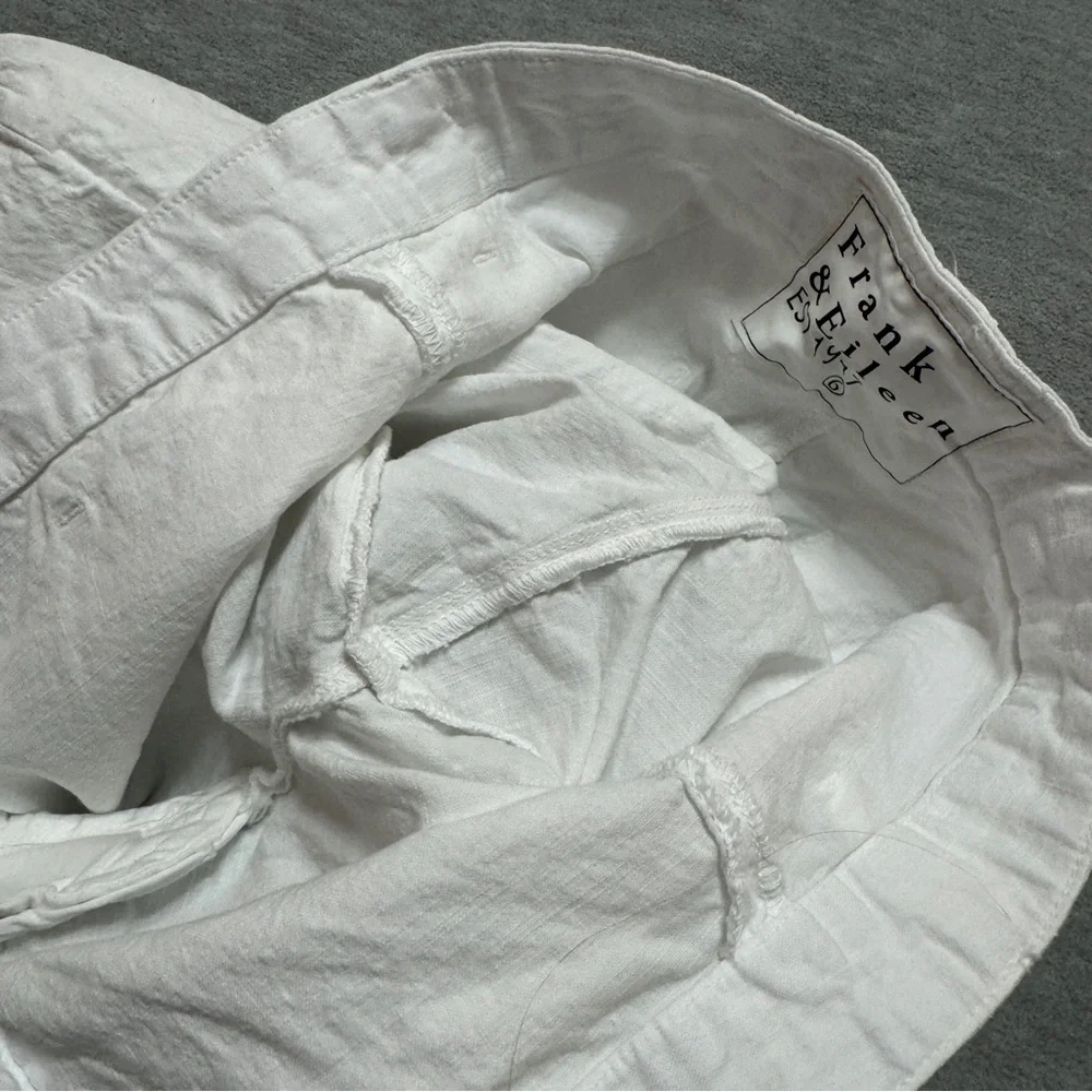 Frank Eileen sz 6 Wexford Linen Cotton Pants Trouser White Wide Leg High Waist - Picture 11 of 13
